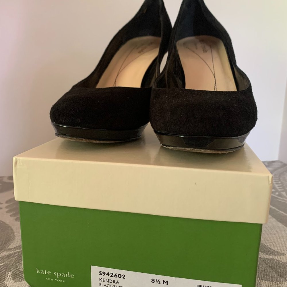 Kate Spade Kendra Black Suede Patent Leather Platform Pump High Heel US 8.5